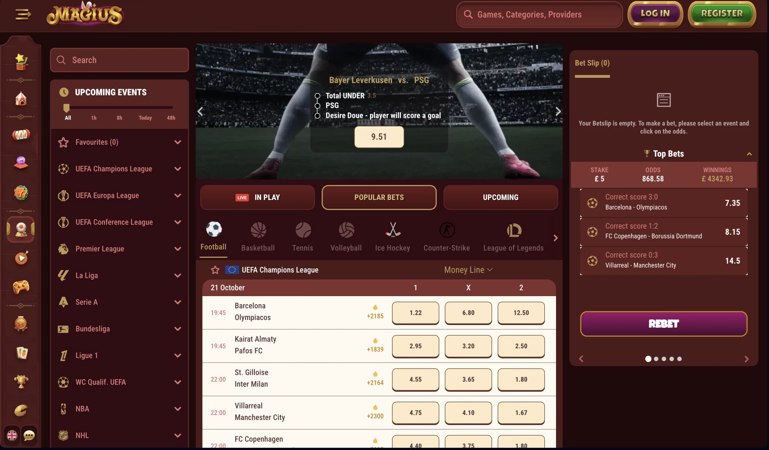 Magius Casino Ставки на спорт